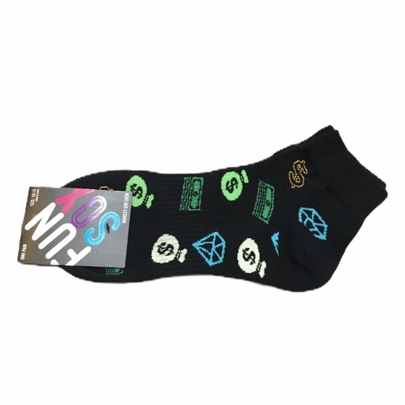 Fun Sox Money Quarter Crew Socks, Black - Picture 1 of 6